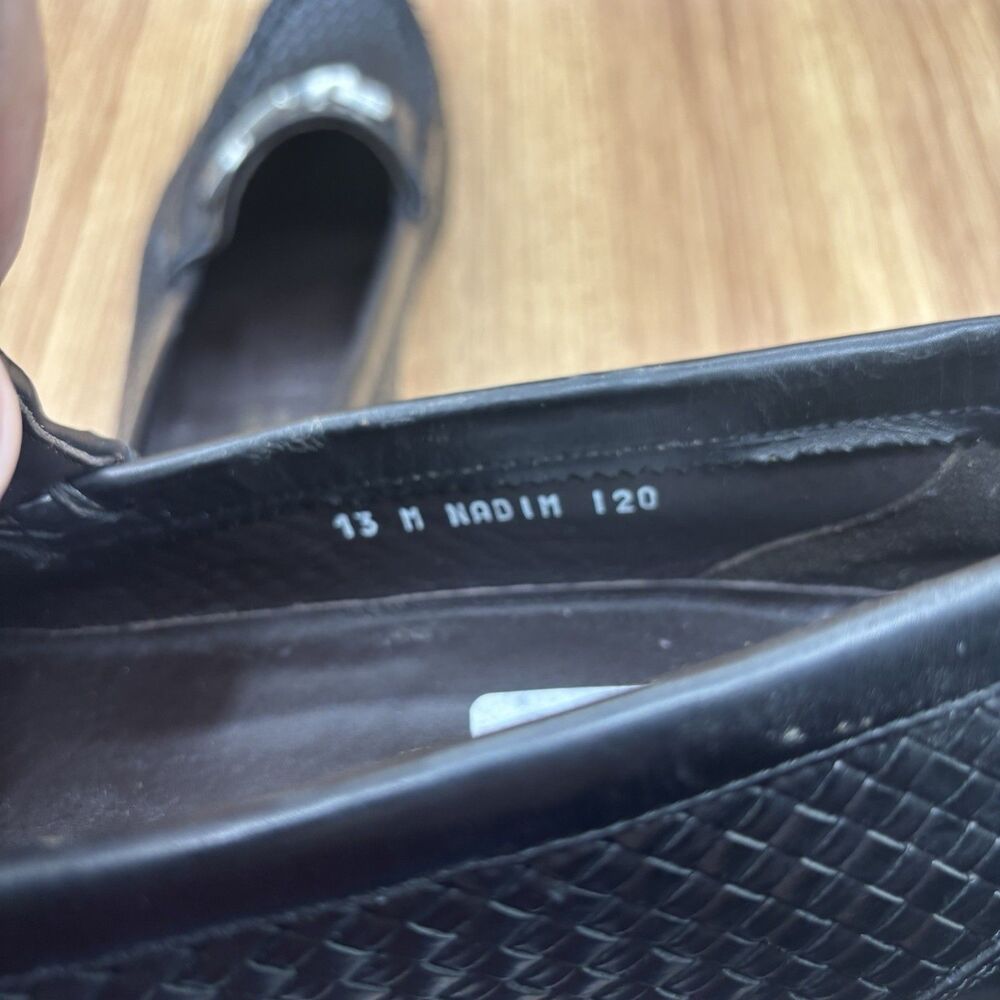 Donald‎ J Pliner Nadim Loafers Mens 13 M Black Woven Leather Bit Made in Italy - Picture 8 of 8
